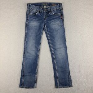 Silver Jeans Womens 24 Blue Frances Capri Medium Wash Denim‎